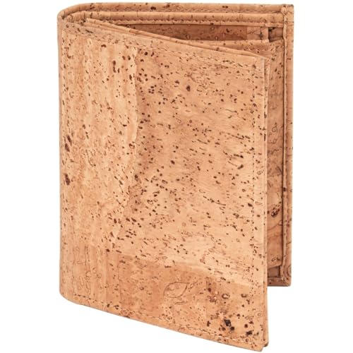 Simaru Herren Geldbörse aus Kork mit RFID Schutz, Männer Geldbeutel mit Sichtfenster für Ausweis, Karten, Bargeld, Portemonnaie langlebig & vegan