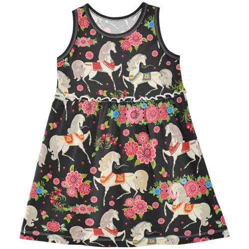 Toddler Girl Clothes Cotton Casual Cartoon Print Sleeveless Dress Girls Sundress 2-8 Years