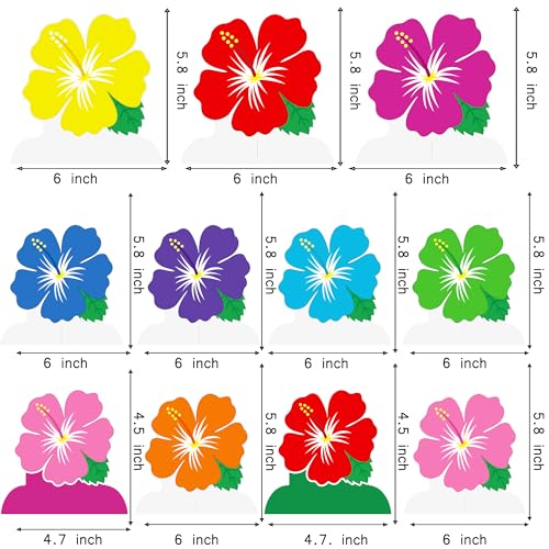 Image of Hawaiian Hibiscus Flowers Honeycomb Centerpieces 11PCS Luau Party Table Decoration Tropical Aloha Table Centerpieces Hawaii Party Decor for Tables Summer Holiday Party Supplies
