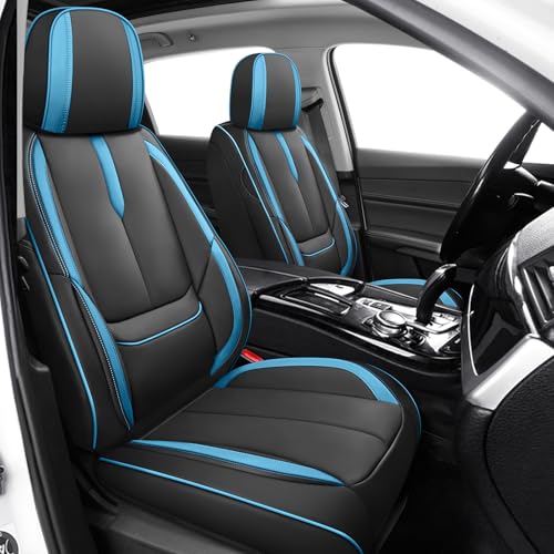 Image of ILMO Seat Covers for Chevy Silverado 1500 2007-2026 (Black&Blue,Front Set)