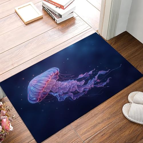 Tapis lavable méduses des profondeurs antidérapant violet 60x90