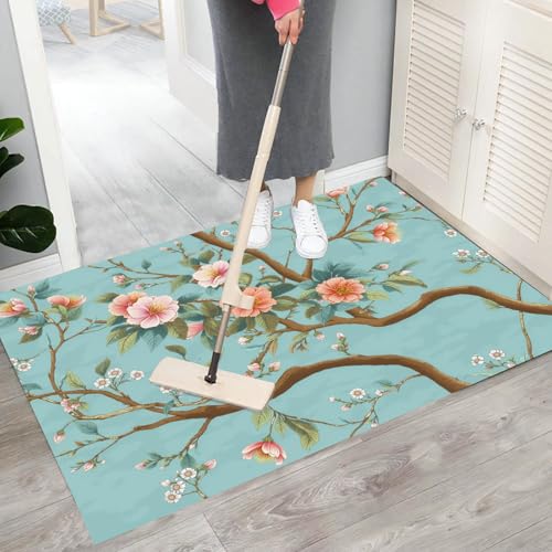 Fleurs et oiseaux orientaux sur tapis 45 x 75 cm lavable - 7