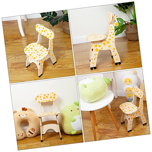 Secfou Wooden Giraffe Chair ’S Animal Hard Stool Handmade Stackable Furniture Chair Pattern Back Nursery Wooden Seat Playroom Finished Early New Education Yellow Wood Wood Nursery Chair #TOP7
