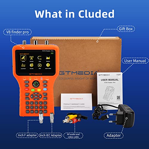 Gt Media V8 Finder Pro Satellite Finder Meter Sat Finder Tv Dvb-S2X/S2/S/T2/T/C Signal Receiver H.264 Digital Sat Detector Satellite Recognition For Adjusting Sat Dish #TOP5