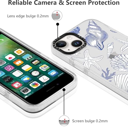 Yoedge Transparent Blue Starfish Conch Phone Case for iPhone 14/iPhone 13 6.1", with Aesthetics Pattern Design Ultrathin Soft TPU Silicone Cases,Shockproof Bumper Protector Matte Girls Women Cover - Image 5