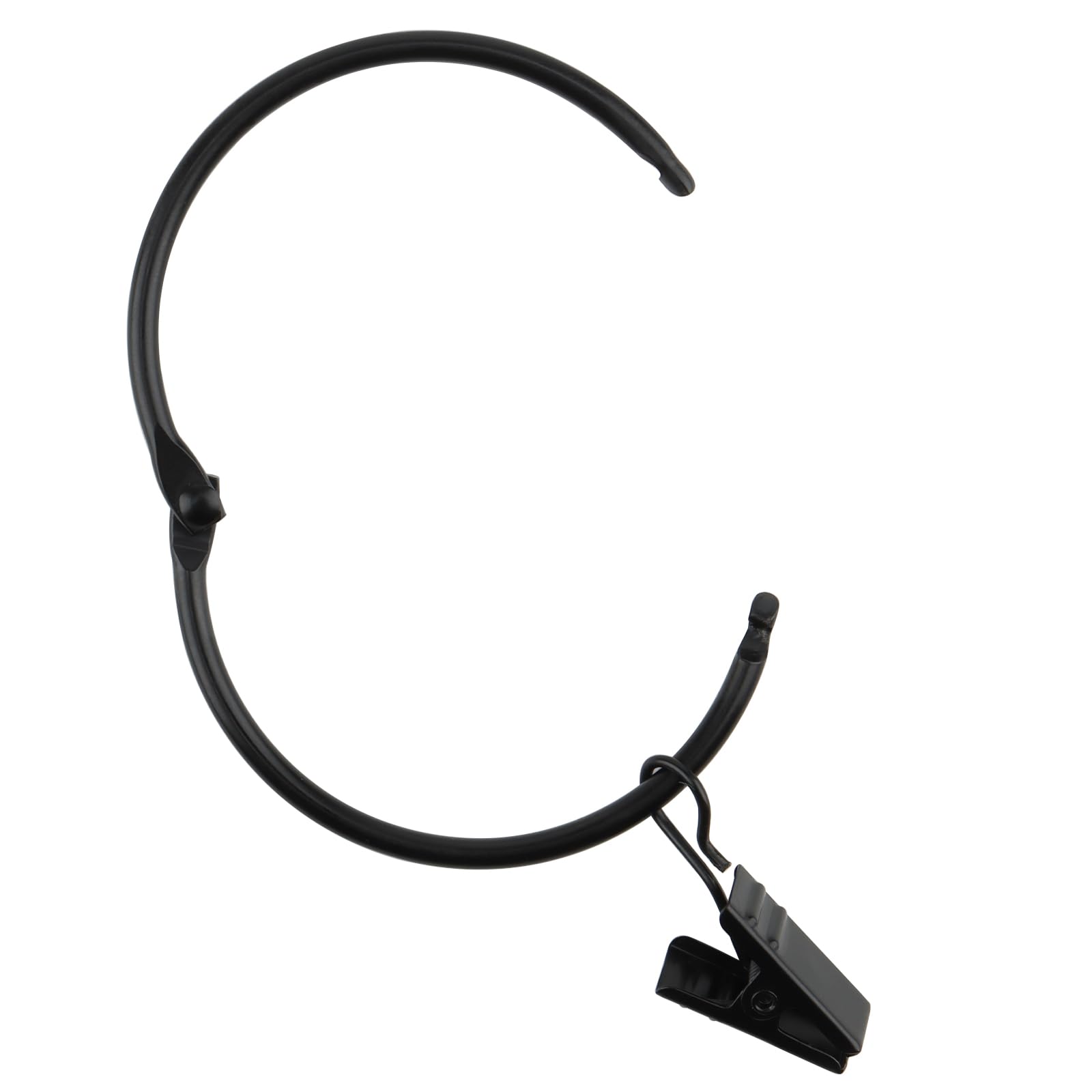 Lot de 80 anneaux de rideaux noirs de 3,8 cm avec clips, anneaux de tringle à rideaux ouverts en métal avec crochets, crochets antirouille pour chambre à coucher, salon, salle de bain