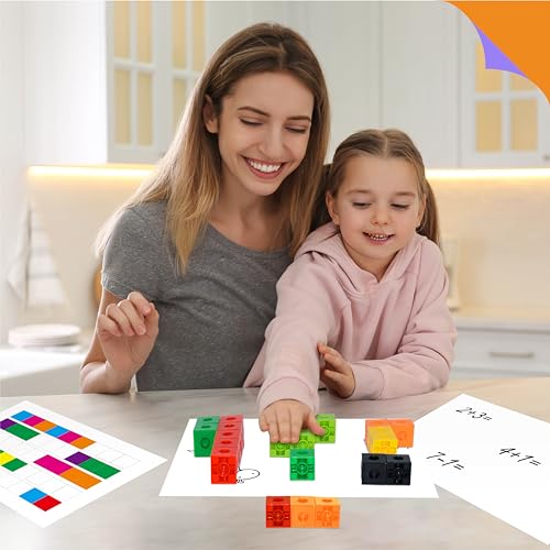 Image of SpriteGru Math Linking Cubes, Set of 100 Math Cubes Manipulative Connecting and Counting Snap Blocks for Early Math and Construction, Educational Toy for Preschool, Kindergarten, Homeschool