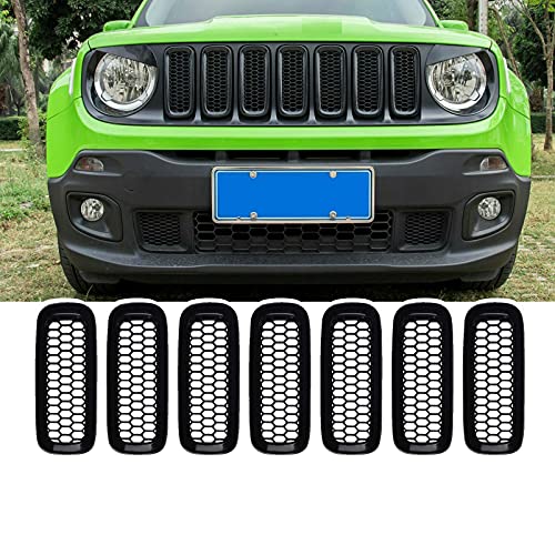 Image of YMT 7PCS Front Grille Inserts Black Mesh Grill Guard Cover Trim Fit for Jeep Renegade 2015 2016 2017 2018