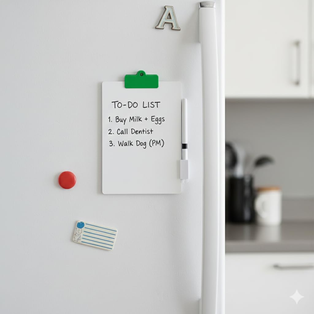 ReallyRecycle Dry Erase Fridge Board with Marker, A6 Size, White