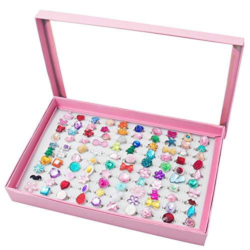 SOTOGO 100 Pieces Little Girl Rings Jewelry Rings Girl Pretend Play Rings and Dress up Rings, Little - //coolthings.us