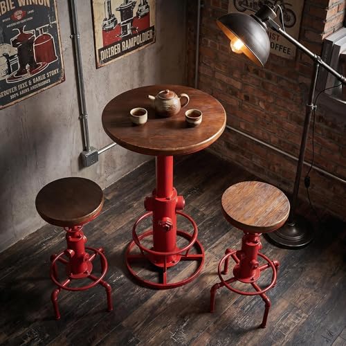 Topower Industrial Bar Table 38.58-48.43" Adjustable Pub Table Kitchen Dining Coffee Bistro Table Antique Red by Topower - Image 8