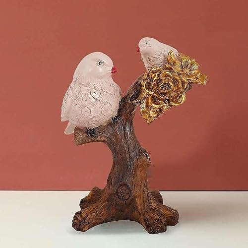 Roots of RelicsResin Handcrafted Birds Couple On Tree Showpiece Bird Statue for Home Décor Living Room Bedroom Table Top Antique Garden Decoration Items-02