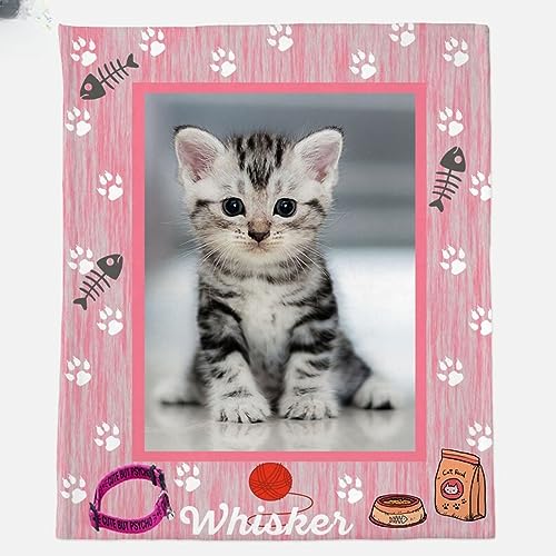 Couverture photo personnalisée visage de chat plaid haute qualité