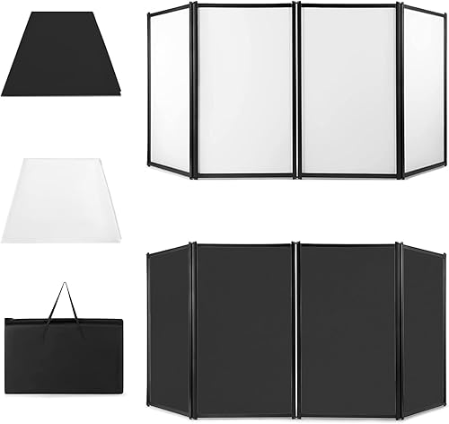 ACHEE - Cabina de eventos portátil para DJ, 4 paneles plegables con marco de metal desmontables, panel de proyección con una bolsa de transporte