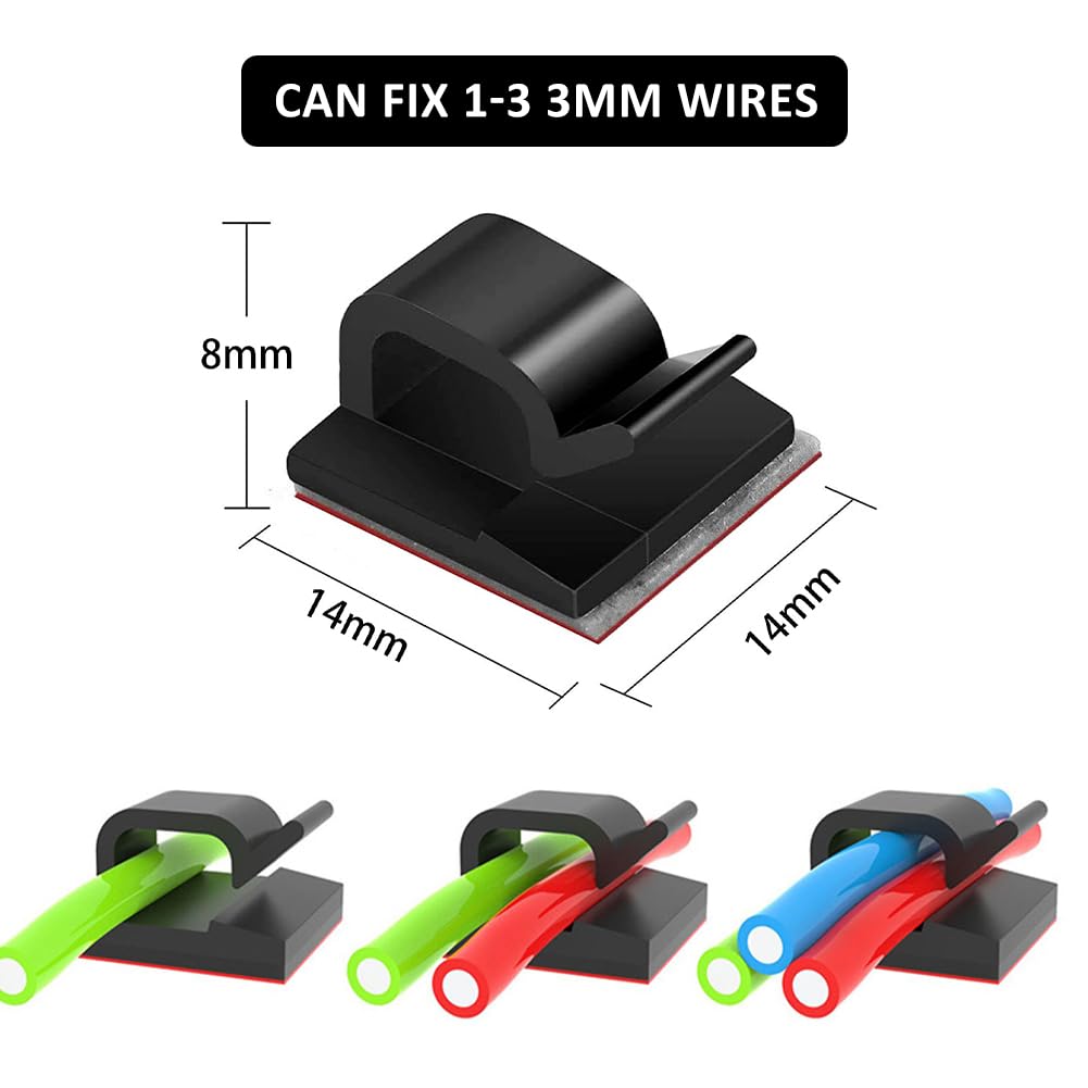 Fascetta per Cavi Autoadesiva, Clip Cavo Autoadesivo 50 Pezzi (2 Dimensioni), Ganci Fermacavi Autoadesivi Con Adesivo - Passante per Cavi da Scrivania, Muro, Pareti - Bianco