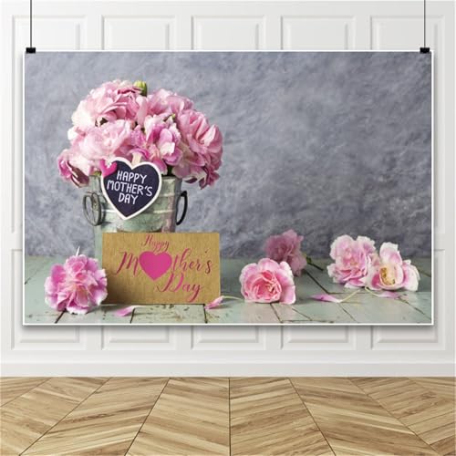 ZJRBJB Happy Mothers Day Photo Backdrop Pink Carnation Flowers Photoshoot
