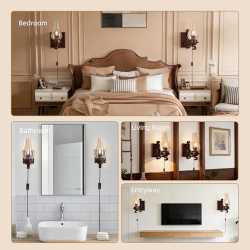 AnvFlik Wall Sconces Plug in Set of 2 Dimmable Rustic for Living Room by AnvFlik - Used condition - Image 7