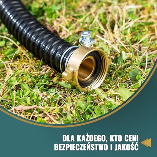 Poppstar 2 mosiężne złącza węża z gwintem wew. 1 1/4 cala (w tym nakrętka złączkowa z płaską uszczelką) na tuleję węża 1 cal (25 mm)
