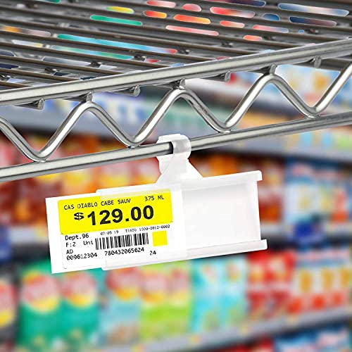 Reusable Plastic Wire Shelf Label Holder, for Pantry Retail Shopping Mall Store, Supermarket UPC Price Card & Ticket Display, Strong & Easy Clip Design Tight Snap Lock Closure. 1-1/4\" H X 3\" W (100) - Thumbnail 6