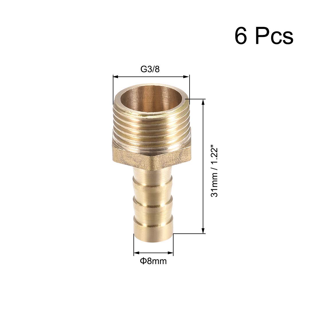 Raccord Laiton Barb 10mm X 3/8" G Mâle - Lot De 5 Pièces - NEUF Sous Emballage Uxcell