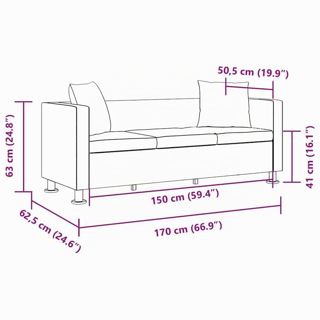 vidaXL Sofá Blanco de Cuero Artificial, 3 plazas Bricolaje Muebles casa Asiento