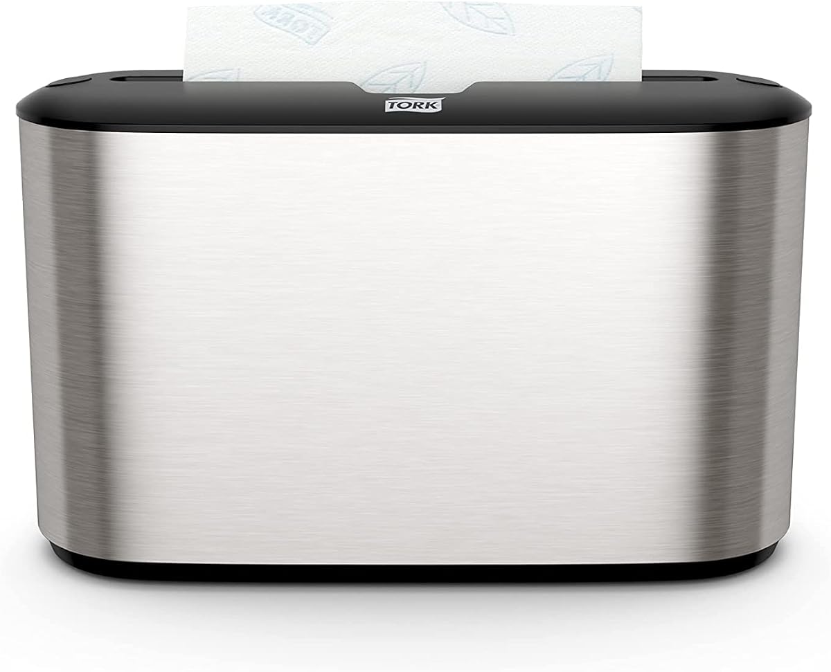 Tork Xpress Dispensador de toallas de papel de acero inoxidable, diseño compacto, 302030 | Se adapta a toallas de mano H2, ideal para uso doméstico, unidad individual
