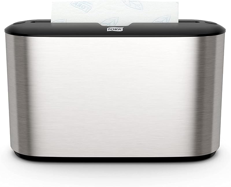 Tork Xpress Dispensador de toallas de papel de acero inoxidable, diseño compacto, 302030 | Se adapta a toallas de mano H2, ideal para uso doméstico, unidad individual