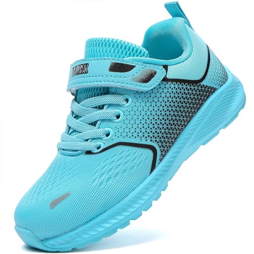 YOLARK Kids Sneakers for Boys Girls Running Tennis Shoes Non-Slip Fashion Lightweight Breathable Sport Athletic(Blue Size 5)