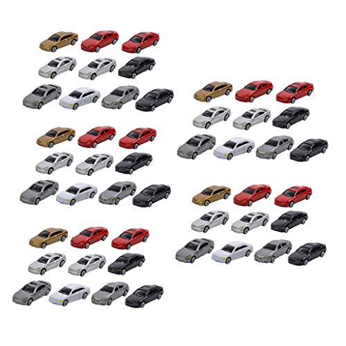 Generic HO Scale Model Mini Car 1:87, 50pcs Assorted Colour, 60x26x18mm, Suitable for HO/TT Scale, Plastic, Kid, Unisex, Model Train Enthusiasts