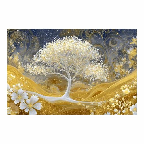 Impression ouvrages d'art arbre de la vie blanc toile haut de gamme 80x120cm