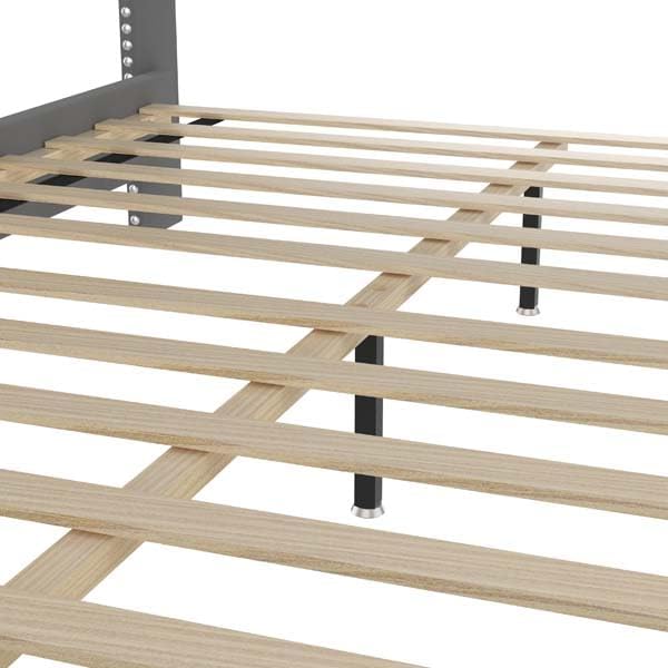 Miniatura 5 de Cama de plataforma tapizada de terciopelo de tamaño matrimonial con cabecero capitonado de canal vertical, cama con plataforma de terciopelo moderna