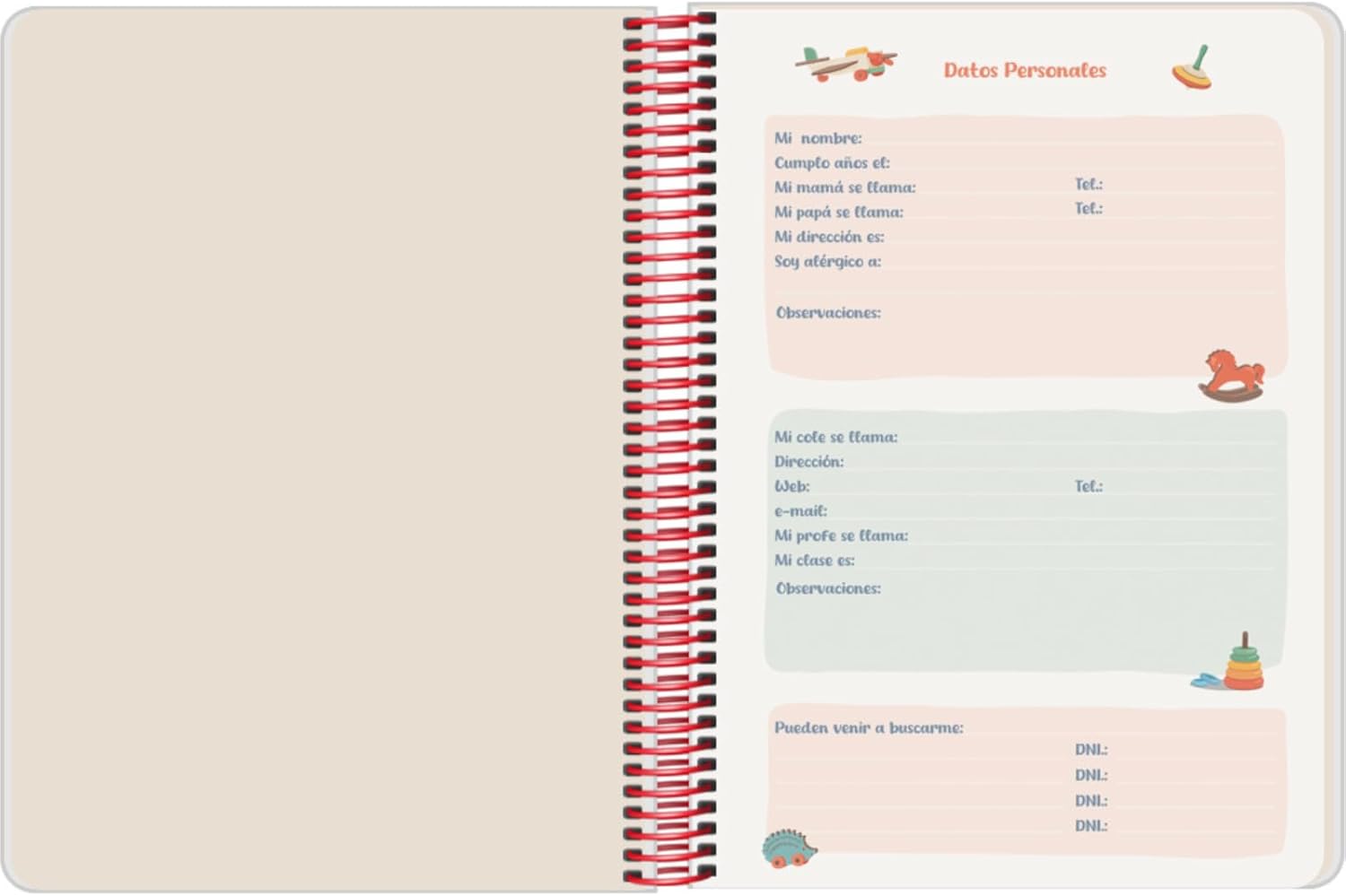 Dohe - My First Nursery and Preschool Planner - Daily Page A5 Undated Personalised Cover with Photo, Babies and Children 0-3 Years, Communication, Meals, Timetable, Observations