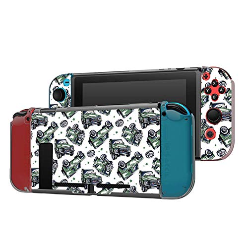 Dockable Case Compatible with Nintendo Switch Console and Joy-Con Controller, Patterned ( Off-Road Vehicle Jeep Pattern ) Protective Case Cover with Tempered Glass Screen
