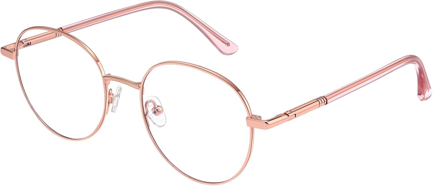 Dollger Round Blue Light Blocking Glasses for Women Men Circle Clear Lens Metal Frame Computer Gaming Eyeglasses Blue Light Glasses