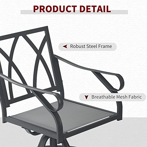 Outsunny 3 Piece Outdoor Patio Bistro Set With 2 360-Degree Swivel Rocking Chairs, Cushions, And 1 Tempered Glass Table For Lawn, Porch, Garden, Red #TOP6