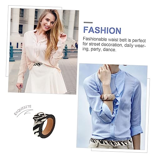 BESPORTBLE 1Pc Fashionable Zebra Print Casual Belt Round Buckle Imitation Leather Waistband for Jeans Trousers for Daily Wear Parties and Special Occasions4