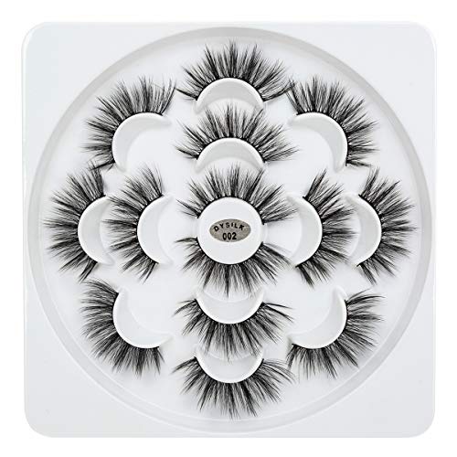 DYSILK False Eyelashes Mink 5D Fake Eyelashes Wispies Dramatic Look Eyelashes Pack Makeup