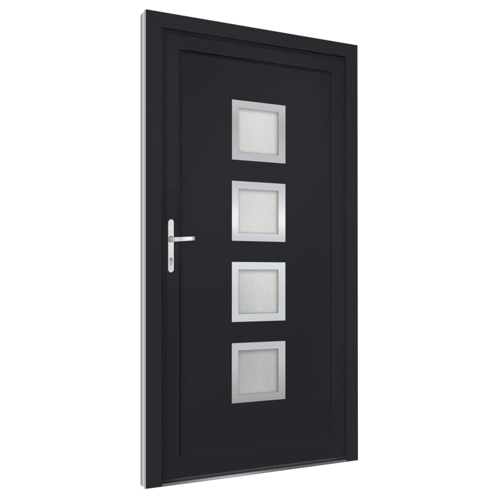 Gecheer Porta Ingresso Antracite 98x190 cm in PVC, Porta Esterna in PVC, Portoncino Ingresso Esterno