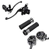 1' CNC Handlebar Hand Grips + Control Switch + Clutch Lever w/Hydraulic Brake Master Cylinder Compatible with 96-12 Harley Softail Dyna Sportster V-Rod (CNC)