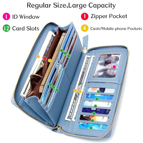 GEEAD Wristlet Wallets for Women PU Leather RFID Blocking Zip Around Long Phone Clutch Wallet3