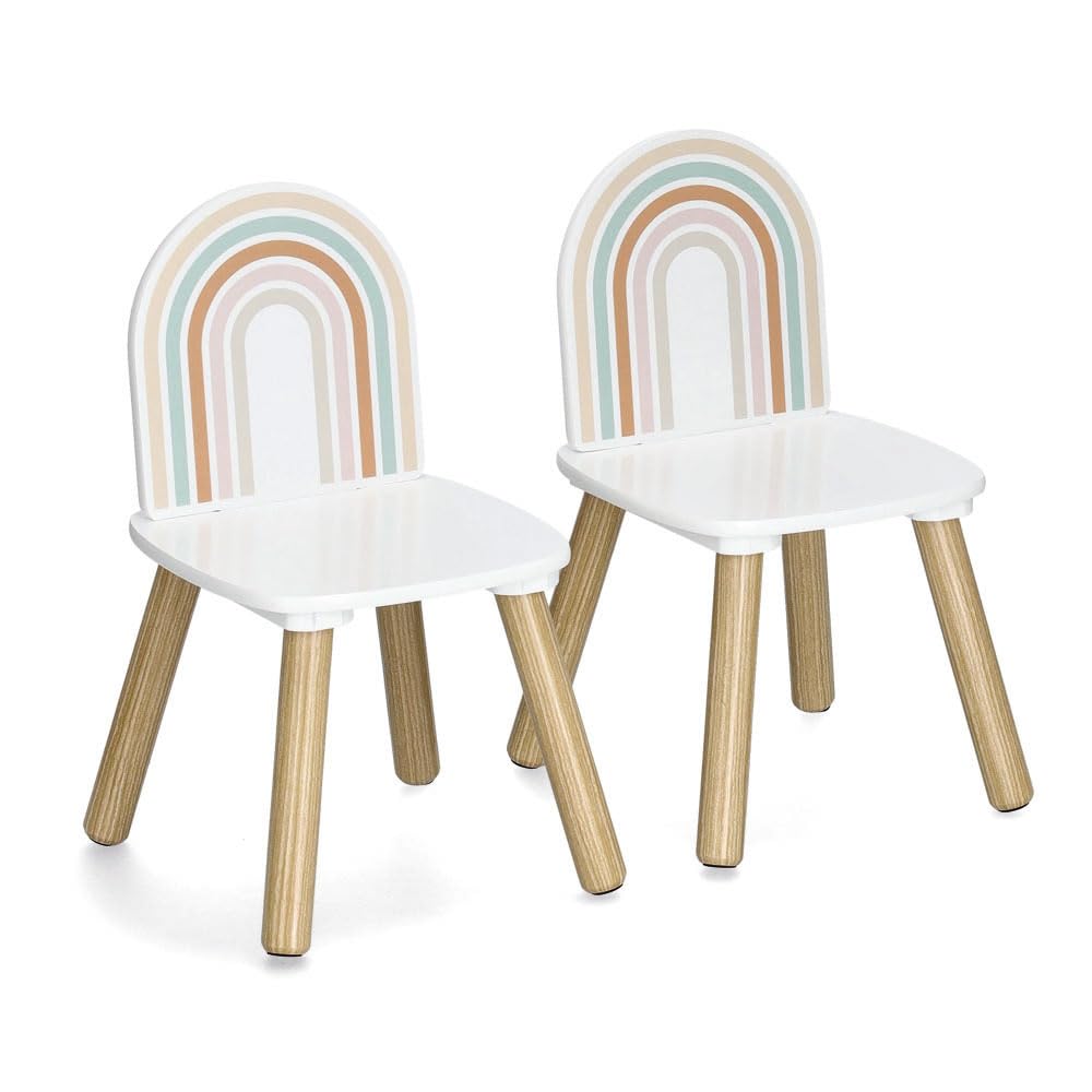 Zeller 13536 Rainbow - Set di 3 sedie per bambini, in MDF e pino, tavolo: ca. 55 x 55 x 45 cm, sedia: ca. 28 x 28 x 49 cm