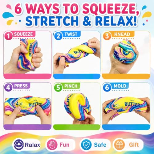 Rainbow Butter Squishy Stress Toy, Slow Rising Soft Squeeze Toy, Realistic Butter Stick Novelty Fidget Toys for Adults Kids Anxiety & Stress Relief, Party Favors Gift for Office Home - Image 5