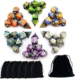 Smartdealspro 6 x 7 Sets(42 Pieces) Two Colors Polyhedral Dice with Free Pouches