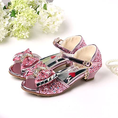 Girls Sandals Princess Shoes Fish Mouth Open Toe Flower Shoes Hollow Flower Shoes Sandals Soft Sole Princess Shoes (Pink, 10.5-11 Years)2