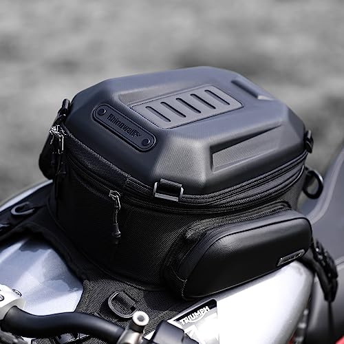 Rhinowalk Bolsa para tanque de motocicleta, capa dura, impermeável, expansível, bolsa de armazenamen