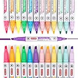 ZEYAR Flexible Tip Highlighter, Dual Tips Marker Pen, Chisel and Fine Tips, Flexible Tip and Soft...