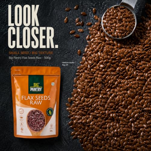 Image of Big Pantry Flax Seeds 500g | Alsi Seeds for Hair, Heart & Skin Health | Rich Source of Protein, Iron, Dietary Fibre & Omega-3| Raw Flax Seeds for Cholesterol & Weight Management