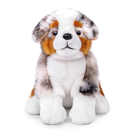Australian Shepherd Dog Stuffed Animals - Realistic Australian Shepherd Plush Toy 14inch, Cute Dog Puppy Plushie Toy, Unique Plush Gift Collection for Kids