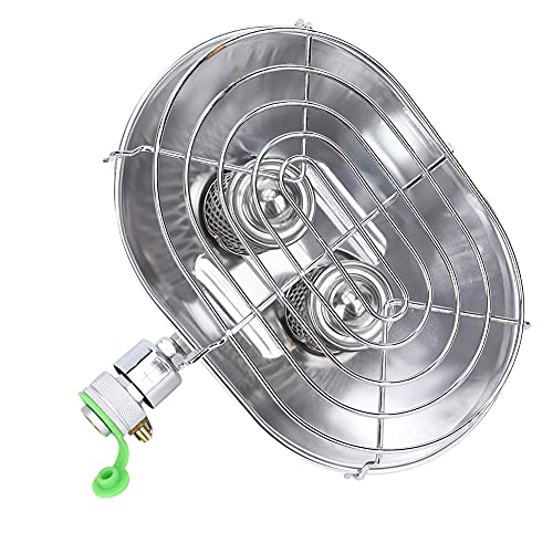 Picysa Estufa de Gas Portátil de Doble Cabezal, Calentador de Acero Inoxidable para Acampar y Pescar, 1050W con Control de Calor Ajustable