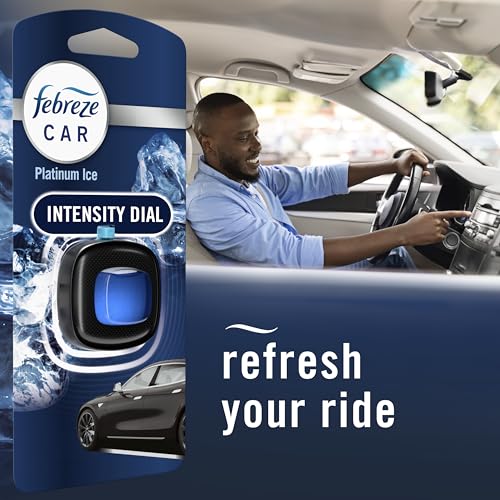 Image of Febreze Car Air Freshener Vent Clip Platinum Ice Scent, .07 oz. Car Vent Clip, Pack of 4